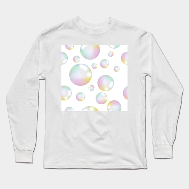 Soap Bublle Background Pattern Seamless Long Sleeve T-Shirt by MichelMM